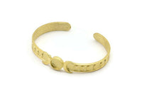 Brass Moon Cuff,  Raw Brass Moon Phases Cuff Stone Setting With 1 Pad -  Pad Size 8mm N1674