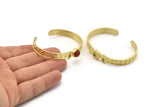 Brass Moon Cuff,  Raw Brass Moon Phases Cuff Stone Setting With 1 Pad -  Pad Size 8mm N1674