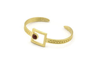 Brass Square Cuff, Raw Brass Square Cuff Stone Setting With 1 Pad -  Pad Size 6mm N1678
