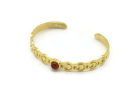 Brass Moon Cuff,  Raw Brass Moon Phases Cuff Stone Setting With 1 Pad -  Pad Size 6mm N1682