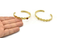Brass Moon Cuff,  Raw Brass Moon Phases Cuff Stone Setting With 1 Pad -  Pad Size 6mm N1682