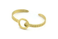 Brass Round Cuff, Raw Brass Round Cuff Stone Setting With 1 Pad -  Pad Size 6mm N1681