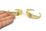 Brass Sun Cuff, Raw Brass Sun Cuff Stone Setting With 1 Pad -  Pad Size 4mm N1683