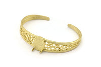 Brass Geometric Cuff, Raw Brass Geometric Cuff Stone Setting With 1 Pad -  Pad Size 15x11mm N1664