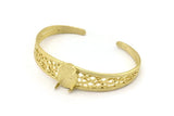 Brass Geometric Cuff, Raw Brass Geometric Cuff Stone Setting With 1 Pad -  Pad Size 15x11mm N1664