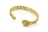 Brass Bee Cuff,  Raw Brass Bee And Honeycomb Cuff Stone Setting With 1 Pad -  Pad Size 6mm N1670