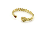 Brass Bee Cuff,  Raw Brass Bee And Honeycomb Cuff Stone Setting With 1 Pad -  Pad Size 6mm N1670