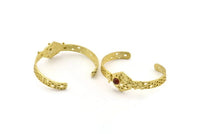 Brass Bee Cuff, Raw Brass Bee And Honeycomb Cuff Stone Setting With 1 Pad - Pad Size 6mm N1655