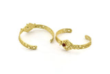 Brass Bee Cuff, Raw Brass Bee And Honeycomb Cuff Stone Setting With 1 Pad - Pad Size 6mm N1655