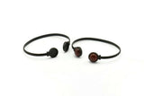 Black Round Cuff, Oxidized Black Brass Round Cuff Stone Setting With 2 Pads -  Pad Size 10mm V109 H0924