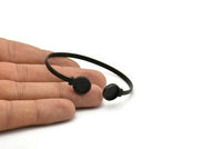 Black Round Cuff, Oxidized Black Brass Round Cuff Stone Setting With 2 Pads -  Pad Size 10mm V109 H0924