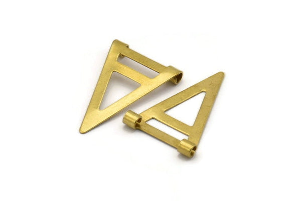Brass Triangle Pendants, 40 Raw Brass Triangle Pendants With 2 Holes (17x25mm) Brs 3998-1 A0408
