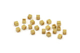 100 Raw Brass Square Cube Beads, 3x3mm ( A0152 )