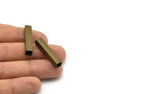 Antique Brass Tube, 12 Square Antique Brass Tubes, Bracelet Charms, Spacer Beads  (32x6x6mm) BRC300