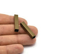 Antique Brass Tube, 12 Square Antique Brass Tubes, Bracelet Charms, Spacer Beads  (32x6x6mm) BRC300
