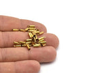 Brass Chain End, 30 Raw Brass Barrel End With Loop (8x2.5mm) Leather Cord Ends B0015