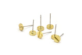 Brass Round Earring, 24 Raw Brass Screw Shape Round Earring Studs (6x1.2mm) N1652