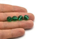 10 Vintage Sea Green Czech Glass Round Faceted Beads CF30
