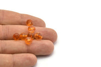 Vintage Peach Beads, 10 Vintage Glass Faceted Peach Beads  (7mm) Cv377   CF31