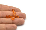 Vintage Peach Beads, 10 Vintage Glass Faceted Peach Beads  (7mm) Cv377   CF31