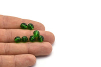 Vintage Pistachio Green Glass, 10 Vintage Pistachio Green Czech Glass Faceted Beads Cf-76 CF16