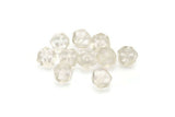 Vintage Faceted Beads, 10 Vintage Glass Faceted Clear Beads  (9mm) Cv19 CF26