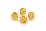 Vintage Faceted Bead, 10 Vintage Glass Faceted Citrine Yellow Beads  (7mm) Cv16 CF10