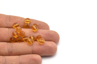 Vintage Faceted Bead, 10 Vintage Glass Faceted Citrine Yellow Beads  (7mm) Cv16 CF10