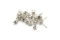 Stainless Steel Silver Post, 50 Stainless Steel Earring Posts 4mm Pad K621