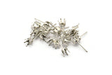 Stainless Steel Silver Post, 50 Stainless Steel Earring Posts 4mm Pad K621