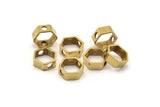 Brass Hexagon Charm, 12 Raw Brass Hexagon Ring Charms With 2 Holes (12x5x1mm) BS 2183