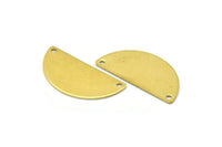 Brass Half Circle, 24 Raw Brass Semi Circle Chevron Pendants With 2 Holes (32x16x0.80mm) A0845