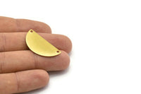 Brass Half Circle, 24 Raw Brass Semi Circle Chevron Pendants With 2 Holes (32x16x0.80mm) A0845