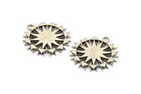 Silver Charm, Antique Silver Plated Brass, Silver Pendants, Charm Pendants, Silver Badge Charms With 1 Loop (30x29x2.5mm) N1572