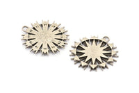 Silver Charm, Antique Silver Plated Brass, Silver Pendants, Charm Pendants, Silver Badge Charms With 1 Loop (30x29x2.5mm) N1572