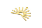 Brass Sun Charm, 8 Textured Raw Brass Sun Charms With 1 Loop (20x25x0.80mm) M02295