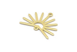 Brass Sun Charm, 8 Raw Brass Sun Charms With 2 Loops (20x25x0.80mm) M02300