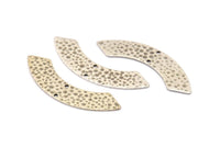 Silver Rectangle Bar, 6 Hammered Antique Silver Plated Brass Rectangle Connectors With 2 Holes (46x9x0.80mm) D934