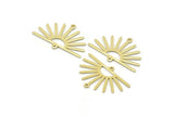 Brass Sun Charm, 8 Raw Brass Sun Charms With 2 Loops (19x30x0.80mm) M02321