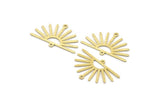 Brass Sun Charm, 8 Textured Raw Brass Sun Charms With 2 Loops (19x30x0.80mm) M02322