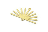 Brass Sun Charm, 8 Textured Raw Brass Sun Charms With 2 Loops (19x30x0.80mm) M02325