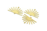 Brass Sun Charm, 8 Textured Raw Brass Sun Charms With 2 Loops (19x30x0.80mm) M02325