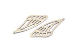 Silver Wing Charm, 2 Antique Silver Plated Brass Wing Charms With 2 Loops (52x22x1mm) V097