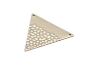 Silver Triangle Charm, 4 Antique Silver Plated Brass Triangle Charms With 2 Holes, Pendants, Findings (39x34x0.80mm) D1094