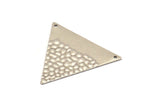 Silver Triangle Charm, 4 Antique Silver Plated Brass Triangle Charms With 2 Holes, Pendants, Findings (39x34x0.80mm) D1094