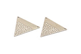 Silver Triangle Charm, 4 Antique Silver Plated Brass Triangle Charms With 2 Holes, Pendants, Findings (39x34x0.80mm) D1094