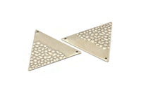 Silver Triangle Charm, 4 Antique Silver Plated Brass Triangle Charms With 2 Holes, Pendants, Findings (39x34x0.80mm) D1094