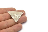 Silver Triangle Charm, 4 Antique Silver Plated Brass Triangle Charms With 2 Holes, Pendants, Findings (39x34x0.80mm) D1094