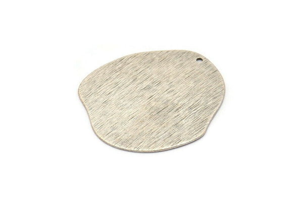 Silver Geometric Charm, 4 Textured Antique Silver Plated Brass Stamping Blanks With 1 Hole, Pendants, Findings (35x32x0.60mm) D1117 H1099