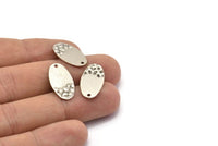 Silver Oval Charm, 12 Antique Silver Plated Brass Oval Charms With 1 Hole, Earrings, Findings (21x11x0.60mm) D1178